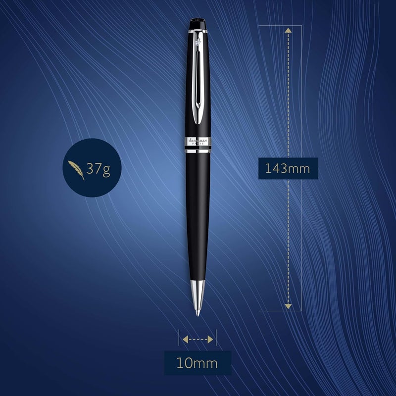 Waterman Expert Black Chrome Trim Ballpoint Pen 9089 Medium - Image 3